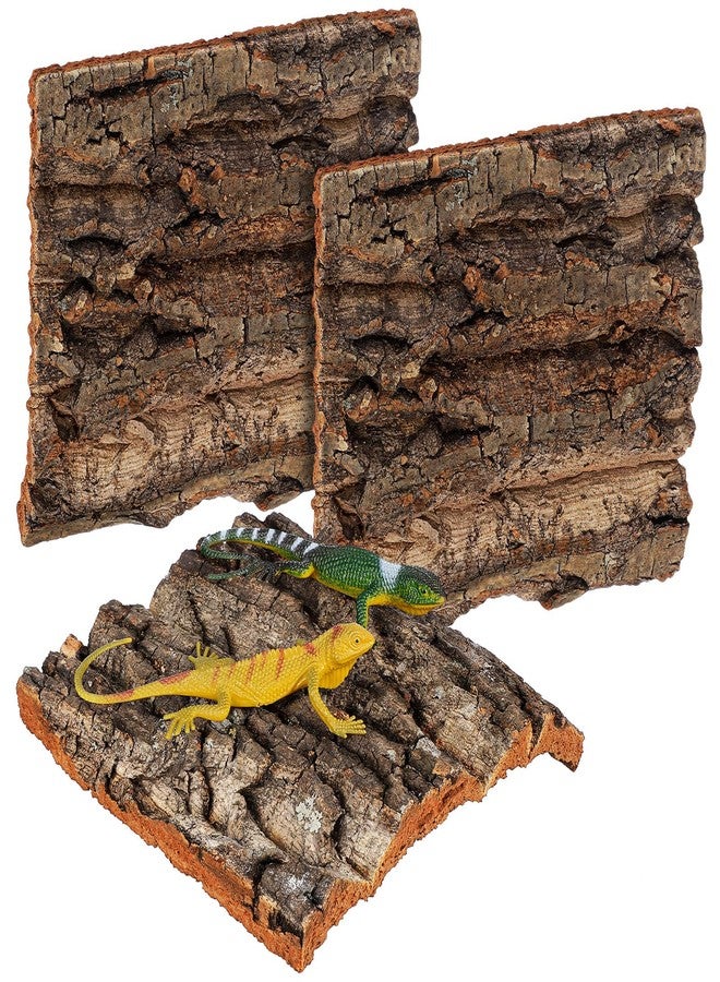 SHINEOFI 4Pcs Reptile Cork Bark Terrarium Background Natural Tree Bark Tank Decor Aquarium Decoration for Bearded Dragons Geckos Lizards Frogs, 5.9X5.9In - Image 1
